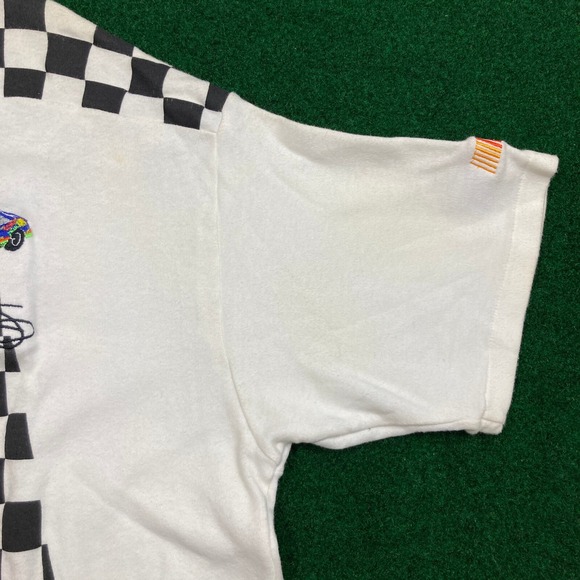 Vintage Nascar Polo Shirt Mens L White Black Kyle Petty 42 Mello Yello 90s USA - Picture 6 of 16